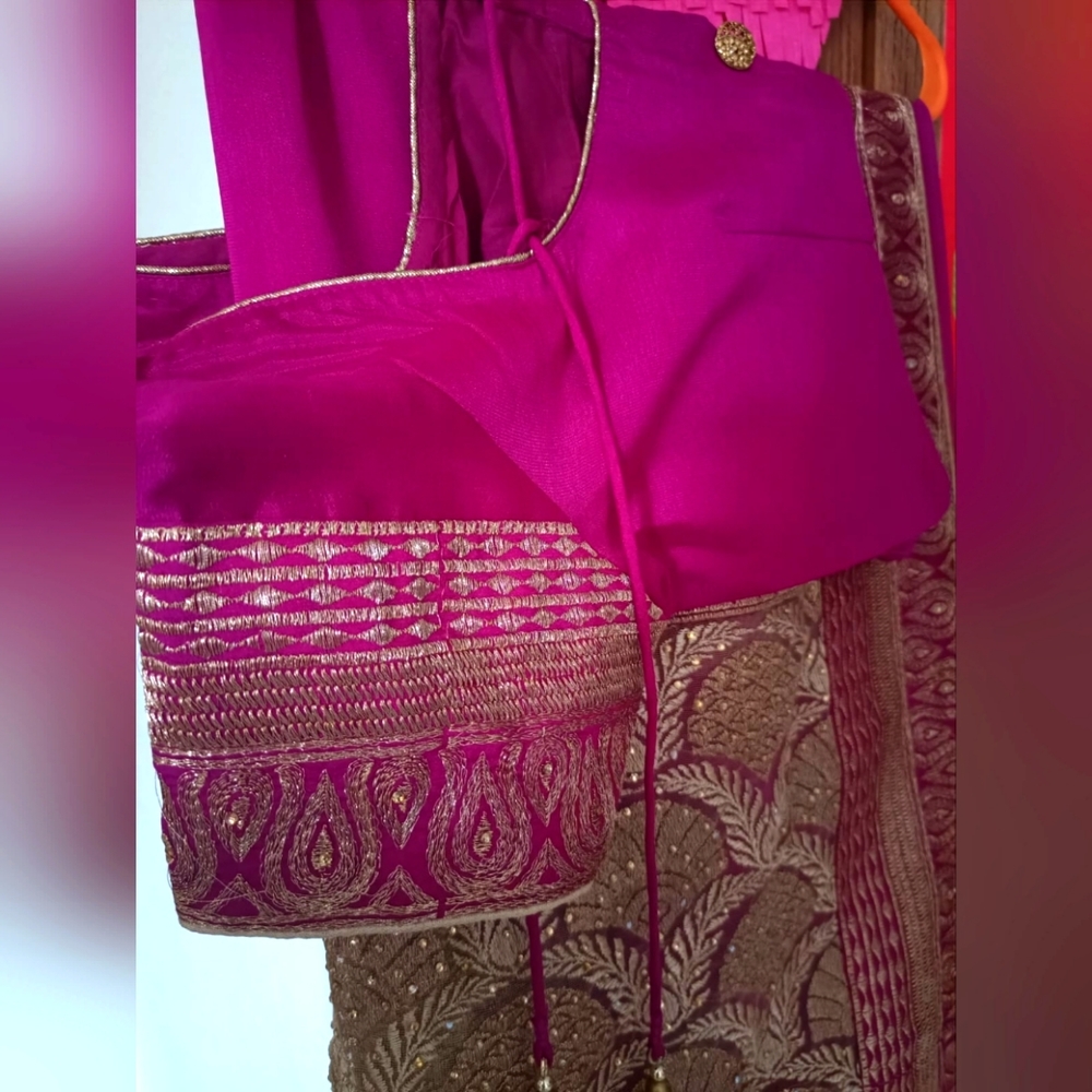 Beautiful saree with stitched blouse